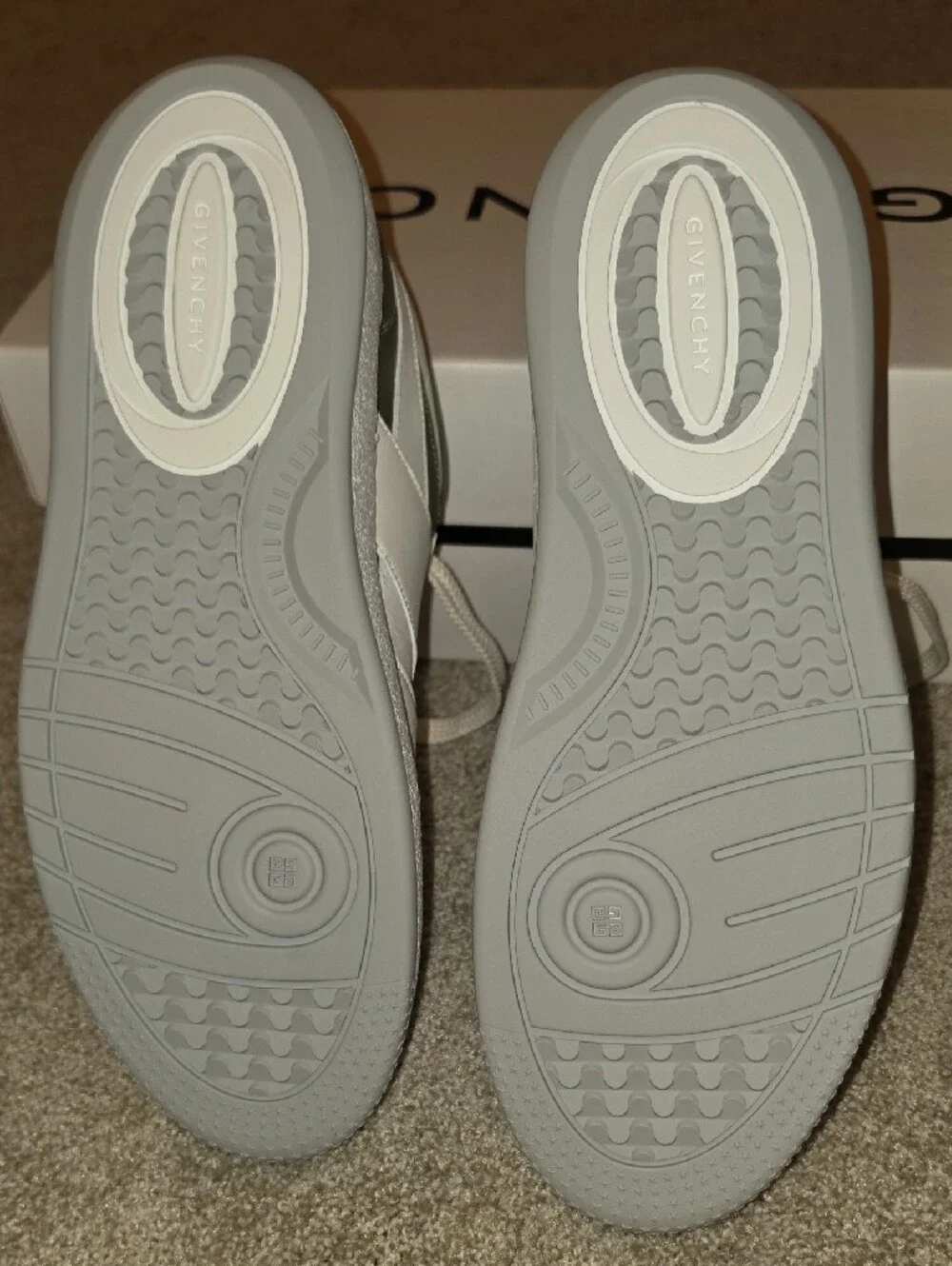 Brand New Givenchy Low-Top Leather Sneakers in White with Khaki Accents